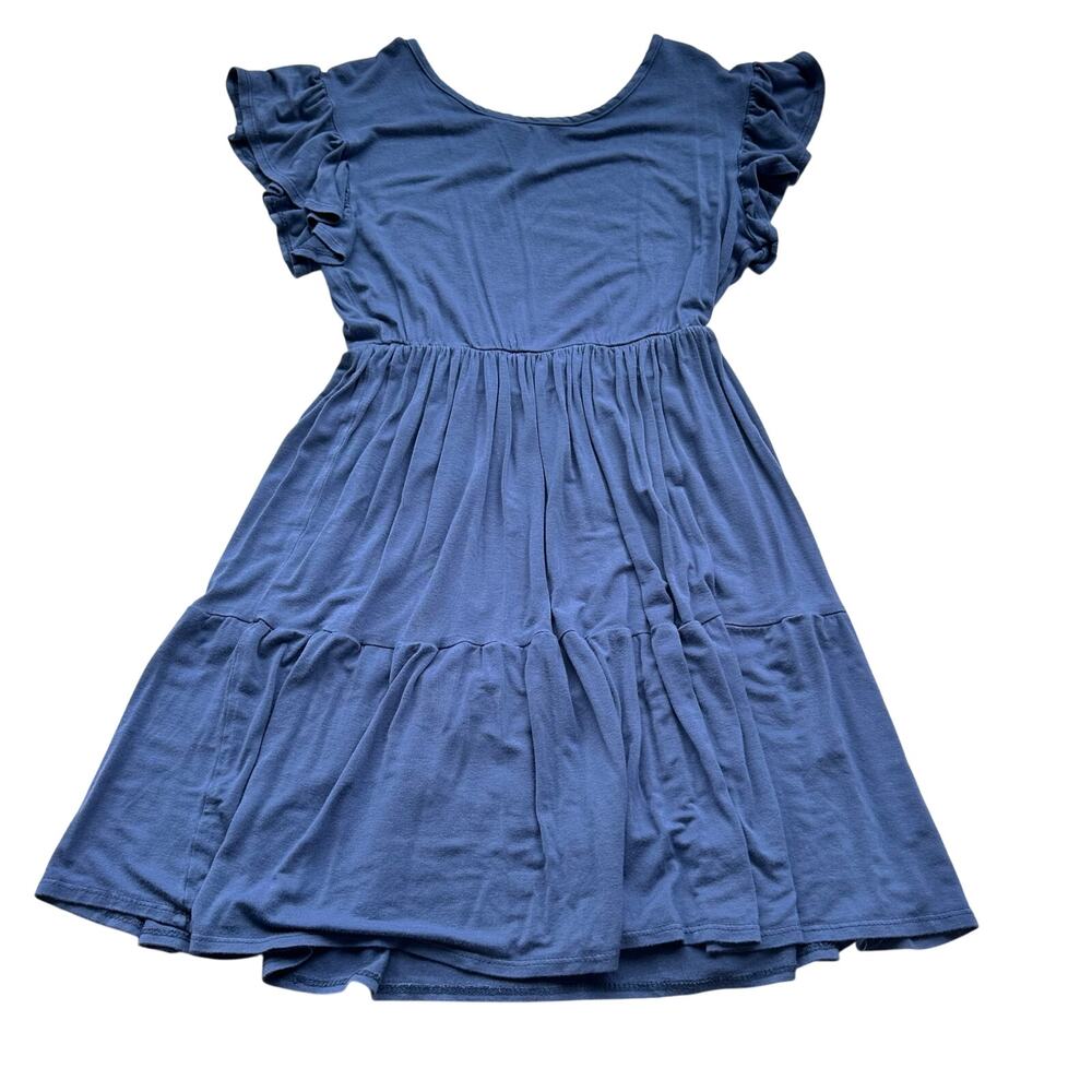 Olivia Rae Blue Tiered Ruffle Sleeve Dress - Medium